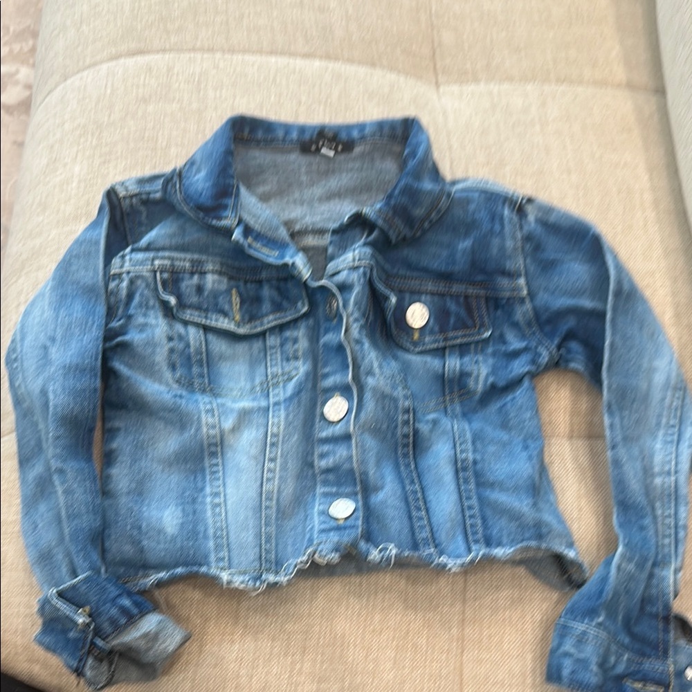 Flowers by Zoe Distressed Blue Denim Jacket